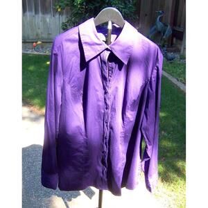 Lane Bryant Jewel Tone Purple Button Up Blouse 2X (22/24)